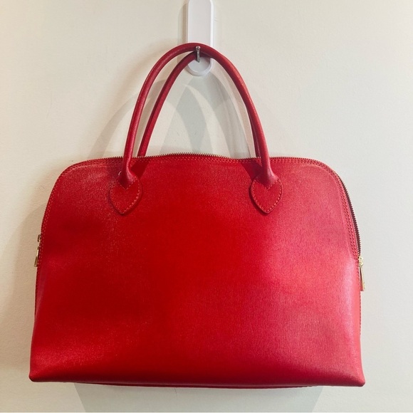 HANDBAG Satchel Leather Made in  Italy Main Compartment and Inside Zipper Pocket - Picture 7 of 11